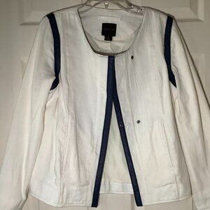 AS by DF Cream Jacket w/ Leather Trim Minimalist Designer Blazer Coat